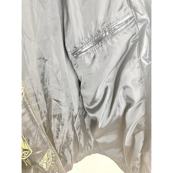 Original Modal Black Lambskin Leather Jacket Embroidered Diamonds $$ 3XL Read - Picture 13 of 13